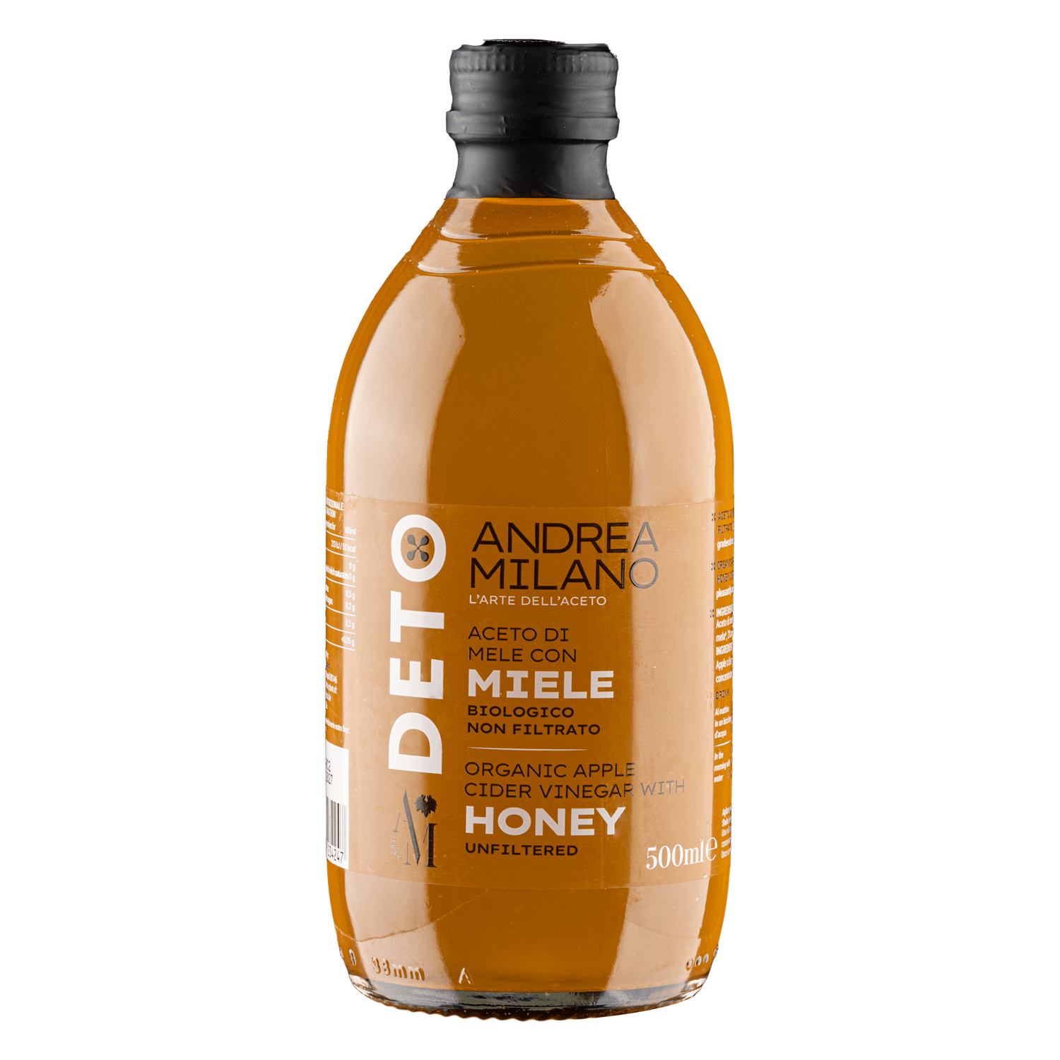 Vinagre de Manzana Orgánico con Madre y Miel Andrea Milano 1 x 500 ml - Andrea Milano - 8003407234247 - ExtraVirgen.Store